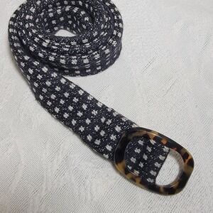 J. Crew NEW NWT 100% Wool Black‎ And White Check Belt Size M/L